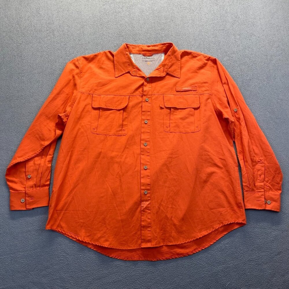 GH Bass & Co Explorer Men's Size XXL Orange Pocketed Fishing Shirt Long Sleeve.